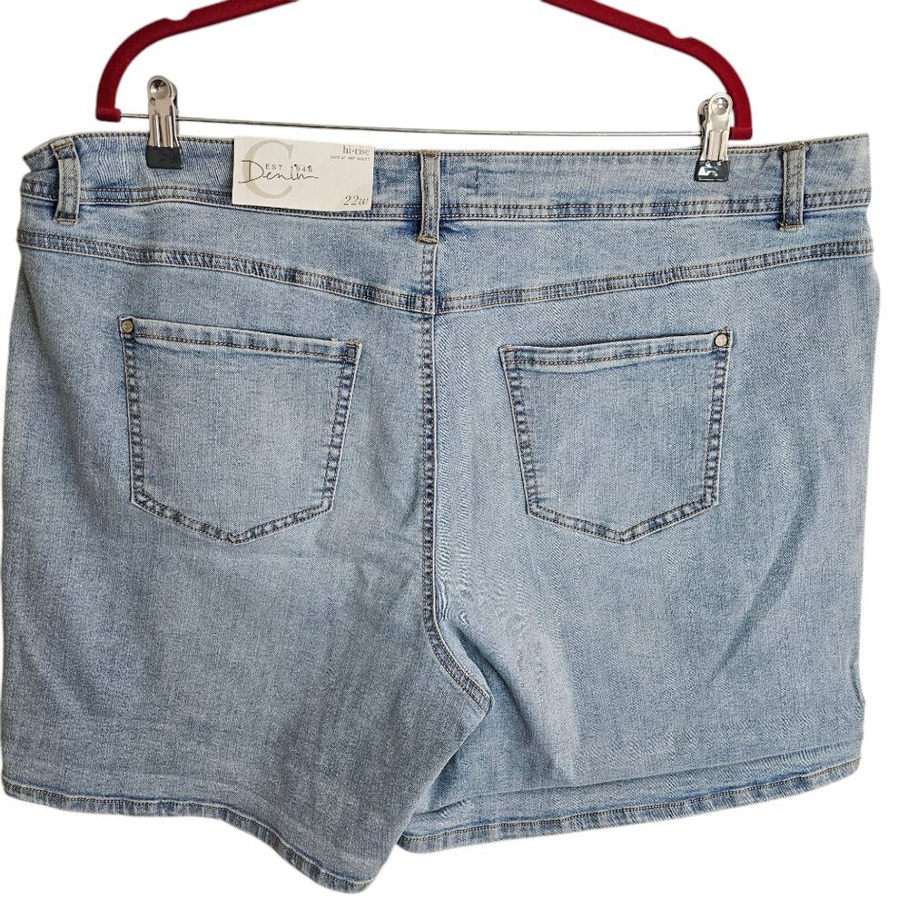 NWT Cato Denim Shorts Size 22W 90s Whimsyboho Light Wash Patchwork Ditsy Floral - Picture 2 of 4